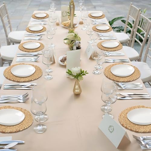 Kochorie Set of 24 Round Woven Placemats 13.5-Inch Natural Water Hyacinth Plant Placemats Hand-Woven Boho Rattan Placemat Wicker Weave Table Mats for Home Dinner Plates Holiday Supplies - Image 6
