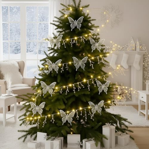 Thenshop 20 ft LED Christmas Crystal Wire Clear Garland with Butterfly by Thenshop