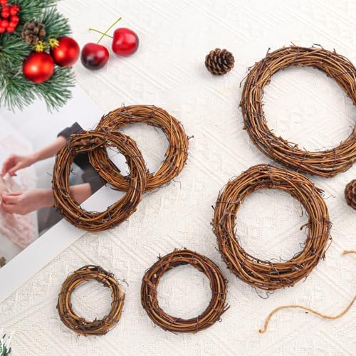 40 Pieces 4 Inch Natural Grapevine Wreath, Small Grapevine Wreaths, Vine Branch Wreath, for Christmas, Weddings, DIY Crafts, Parties and Festive Holiday Ornaments - Image 4