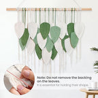 NYEONHRT Large Macrame Wall Hanging Handmade Boho Leaf and Feather Tapestry for Modern Home Decor Perfect Wall Art for Living Room Bedroom Nursery Apartment Backdrop 39x31 Inch (White green) - Image 5