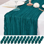 12 Pack Teal Table Runner 10Ft Cheesecloth Table Runner Rustic Gauze Table Runners Romantic Long Sheer Fabric Cheese Cloth Table Runners for Wedding Party Bridal Baby Shower by Lumaycens
