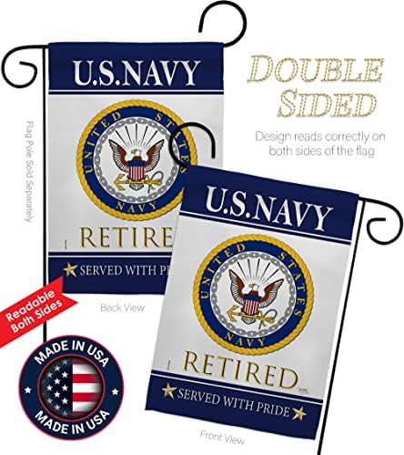 US Navy Retired Garden Flag - Set with Stand Armed Forces USN Seabee United State American Military Veteran Retire Official - House Banner Small Yard Gift Double-Sided Made in USA 13 X 18.5 - Image 3