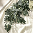 Suncalla 2 Pcs 10 Feet Fake Greenery Garlands Artificial Silver Dollar Eucalyptus Garland in Grey Green and Willow Twigs Garland Intertwined Together for Wedding Arch Doorways Table Decor - Image 3