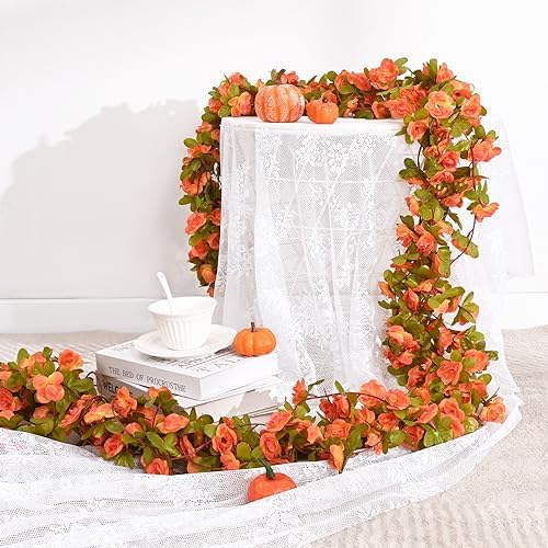 BLEUM CADE 12Pcs 16.4Ft Fake Flower Garland Artificial Rose Vines - Image 5