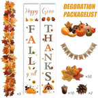 Fall Decor Set 5 Pack 5.9Ft Artificial Fall Maple Leaves Garland - 70pcs with Mini Pumpkins kit, Happy Fall Porch Banner Welcome Signs Autumn Decor for Thanksgiving Home & Fall Decorations - Image 2