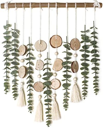 Artificial Eucalyptus Wall Decor Fake Greenery Leaves Stems Wall Hanging Plants on 16.5 inch Wooden Stick Boho Rustic Farmhouse Decor for Bedroom Kitchen Dining Room Bathroom by GIAUMA