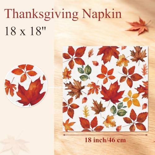 Kochorie 24 Pack Thanksgiving Napkins 18 x 18'' Autumn Maple Leaf Printed - Image 2