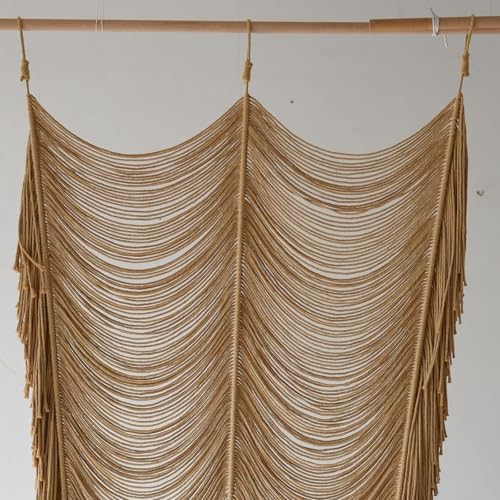 Macrame Curtain Handmade Khaki Boho Doorway window Curtain Room 41"W*75"L - Image 6
