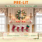 32 Inch Lighted Christmas Wreath with 60 Warm White LEDs and Timer, Battery Operated Pre-Lit Artificial Wreath with Christmas Ornaments and Gold Mesh Leaves for Front Door and Mantel - Image 5