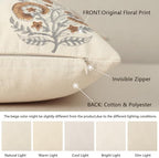 Vintage Floral Print Fall Pillow Covers 22x22 Set of 2 Patterned Accent Decorative Cushion Covers Modern Farmhouse Throw Pillow Covers for Sofa Couch Chair Bed Living Room Home Decor, Cognac Brown - Image 3