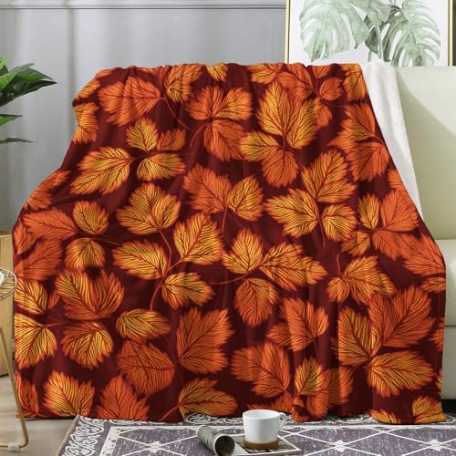 Fall Leaf Blanket, Autumn Leaves Fleece Throw Blanket King Size for Couch Bed Sofa, Seasonal Blankets and Throws, Decor & Gifts, Super Soft Plush Flannel Blanket, 108x90 by Unknown