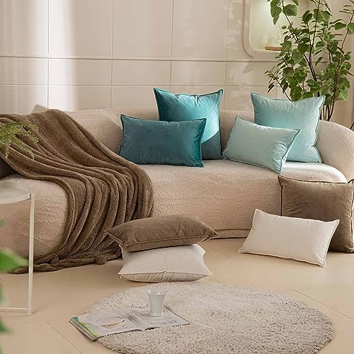 JUSPURBET 28x28 Velvet Decorative Throw Pillow Covers Set of 2,Cream White - Image 3