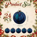 Hollowfly 24 Pcs 2.36 Inch Christmas Tartan Plaid Ball Ornaments Vintage Large Buffalo Plaid Balls Christmas Tree Hanging Ornament Rustic Ball Pendant Hanging Decor for Xmas Tree Party (Black) - Image 2
