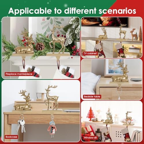 Christmas Stocking Holders for Mantle 2 Reindeer Stocking Hangers - Image 7