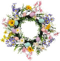 18 Inch Spring Easter Wreath, Flacredyyy Artificial with Leaves Flowers and Eggs, Easter Eggs Wreath for Front Door Indoor Farmhouse Office Home Decor by Unknown