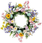 18 Inch Spring Easter Wreath, Flacredyyy Artificial with Leaves Flowers and Eggs, Easter Eggs Wreath for Front Door Indoor Farmhouse Office Home Decor by Unknown