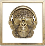 Newinhome Animal Heads Wall Decor (Includes Metal Frame) Resin Animals Sculptures Head Wall Hanging Decoration Gold vintage Wall Sculpture for Living Room Bedroom Office (Gorilla) by Newinhome
