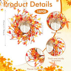 12Pcs Fall Candle Rings Wreaths Mini Fall Candle Wreaths with Gradient Red Orange Yellow Florals & Mixed Berries Autumn Candle Holders for Autumn Farmhouse Home Wall Window Festival Wedding Decor - Image 3
