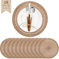 15 Inch Round Woven Placemats Set of 12 Boho Jute Charger Bulk by Gandeer