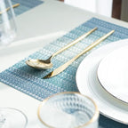 Placemats Set of 12 Vinyl/Plastic Woven Place Mats for Kitchen Table Indoor/Outdoor Washable Placemat Wipeable Dining Table Mats (Ocean Geode,12) - Image 6