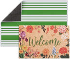 2 Pcs Floral Welcome Doormat Set, Front Door Mat with Non Slip Rubber Backing, Spring Outdoor Entryway Porch Mat Decor Farmhouse Floral Welcome Mat Set for Seasonal Home Indoor Decor by Unknown