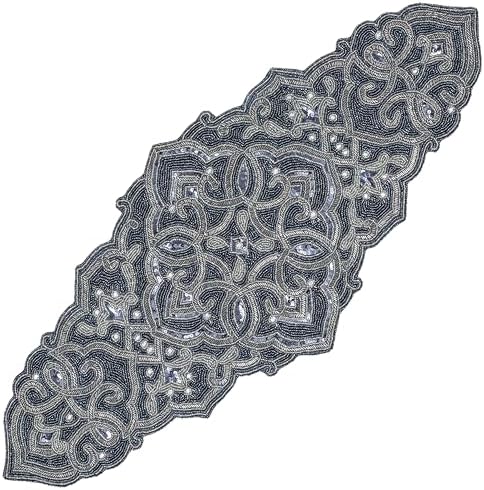 Beaded Table Runner 13 x 36 Inch, Handmade Glass Bead Table Runner for Dining Table, Coffee Table & Console Table, Decorative Table Decor for Wedding, Holiday & Everyday Use by ALPHALivingHOME