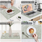 Homaxy PU Faux Leather Placemats for Dining Table, Set of 12, Grass Green - Image 6