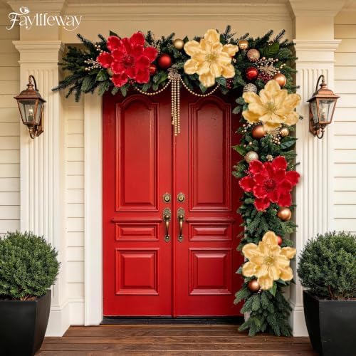8PCS Large Christmas Magnolia Flowers for Christmas Tree Wreath - Image 7