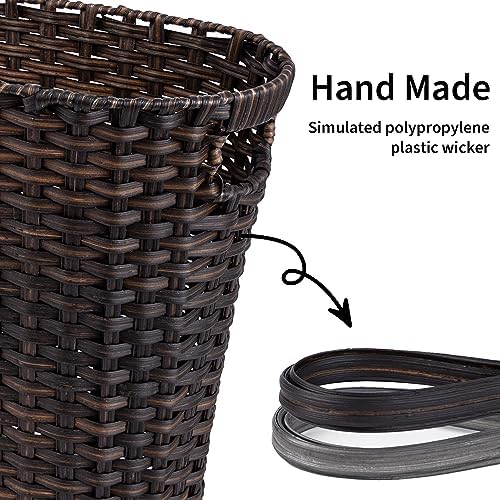GRANNY SAYS Office Trash Can, Wicker Waste Basket for Bathroom, Dark Brown - Image 5