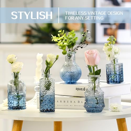 24PCS Mini Bud Vases As Wedding Centerpieces for Tables,Clear Bud Vases for Flowers,Small Flower Vases Suitable for Birthday Party,Anniversary,Wedding Reception,Baby Shower (Blue) - Image 4