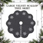 Hollowfly Gray Velvet Christmas Tree Skirt with Sequin Snowflake 48'' - Image 2