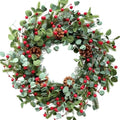 Idyllic Christmas Wreath for Front Door,20" Winter Wreath with Pine Cones Red Berries and Eucalyptus, Winter Decorations for Everyday Farmhouse Window Outdoor/Indoor by idyllic