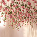 Lyrow 120 Pack Pink Roses Artificial Flowers Bulk Hanging Floating Garland Fake Pink Rose Vine for Ceiling Decoration Wedding Anniversary Bridal Bouquet DIY Floral Arrangement Proposal Romantic Decor by Lyrow