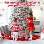 Nuanchu 48 Inch Christmas Tree Skirt, Large Red Velvet Fur Tree Skirt, Luxury Gold Embroidered Snowflake Trees Cover for Merry Christmas Party Vintage Holiday Decorations - Image 5