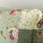 vctops Set of 2 Patchwork Cotton Quilted Decorative Square Throw Pillow Covers with Scalloped Floral Pattern Soft Cushion Case for Couch Sofa Bed (Green B,18"x18") - Image 3