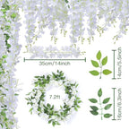 U'Artlines 20Pcs 7.2 Ft/Piece Artificial Wisteria Garland White - Image 3