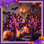 Teyva 2 Pack Halloween Black Tree 23.6 Inch, 48 LED Orange Purple Lights - Image 3