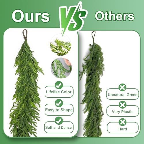 15FT Extra Full Christmas Garland Norfolk Pine Garland Realistic Artificial Christmas Greenery Garland for Mantle Stairs Railing Table Fireplace Wall Indoor Outdoor Holiday Xmas Decor Decoration - Image 2