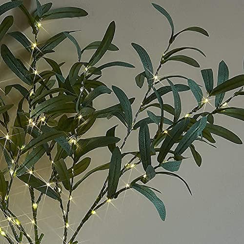 Hairui Lighted Olive Branches with Timer 24IN 72LED Battery Operated, Artificial Greenery Olive Tree Branch with Fairy Lights for Wedding Christmas Home Indoor Outdoor Decoration - Image 2