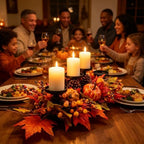 Fall Harvest Centerpiece with 3 Candle Holders, Maple & Pumpkin - Image 5