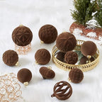 30pcs Velvet Christmas Ball Ornaments, Flocked Shatterproof Christmas Ornaments Hanging Xmas Tree Decorations Set for Home Party Holiday Decor (Multi-Size, Brown) - Image 5