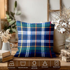 Batmerry Black Blue Throw Pillow Covers, Blue Scottish Tartan Red Decorative Pillow Covers Digital Printing Blended for Couch Sofa Bed Invisible Zipper 24X24 in(Set of 2) - Image 3