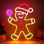 Gingerbread Man Neon Sign, Dimmable Gingerbread Christmas Decorations Lights LED Xmas Neon Light Signs for Bedroom Home Festival Living Room Kids Room Holiday Party Window New Year Decor & Gifts by Mojoish