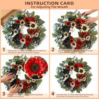 WANNA-CUL 24 Inch Patriotic Sunflower Wreath 4th of July Front Door Wreath - Image 3