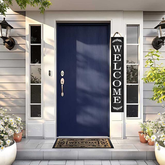 64 * 8 Inch - Welcome Sign for Front Door - Rustic Wood Plank Set, Standing/Hanging Porch Decor, Large, Indoor/Outdoor - Image 5