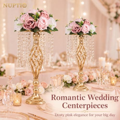 NUPTIO Flower Balls for Table Centerpieces: Dusty Pink & White Fake Flowers - Image 2