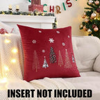 Christmas Throw Pillow Covers 24x24 inch Set of 2 Red Xmas Tree - Image 4