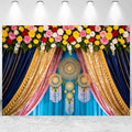 8x6ft India Pooja Backdrop Marigold Garland Diwali Traditional Festival Ganpati Photography Background Hindu Wedding Mehndi Party Banner Decorations Photo Studio Props by CkihgennDecors