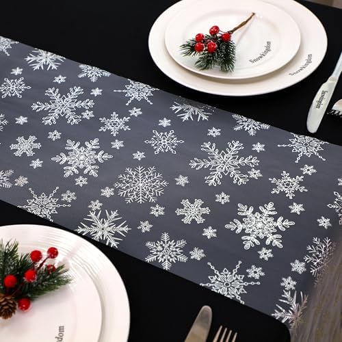 Snowkingdom 2PCS Silver Christmas Snowflake Glitter Table Runner 108 Inch by Snowkingdom