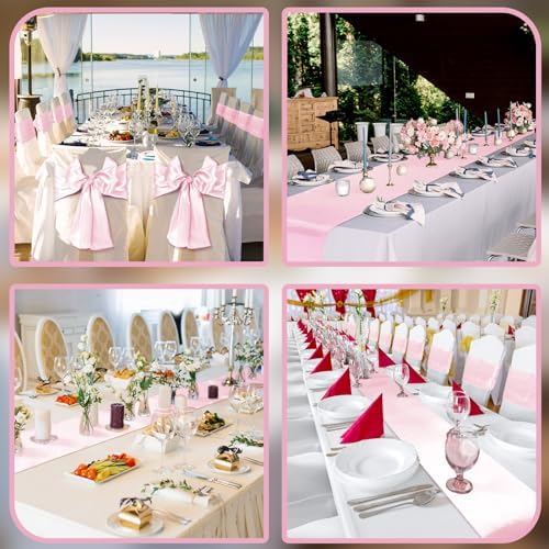 Bencailor 24 Pcs Blush Pink Satin Table Runners Bulk, 12 x 108 Inch - Image 2